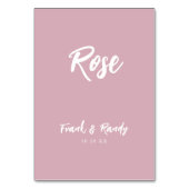 Moderne Chic Dusty Roos Custom Wedding Table Name Kaart (Achterkant)