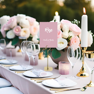 Moderne Chic Dusty Roos Custom Wedding Table Name Kaart