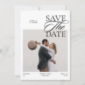 Moderne Chic Editoriaal Script Foto Dubbelzijdig Save The Date (Voorkant)
