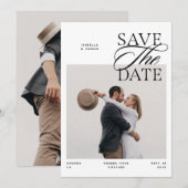 Moderne Chic Editoriaal Script Foto Dubbelzijdig Save The Date (Voorkant / Achterkant)