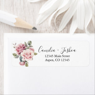 Moderne Chic Elegante Romantische Roze Roos Bruilo Etiket
