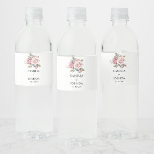 Moderne Chic Elegante Romantische Roze Roos Bruilo Waterfles Etiket