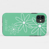 Moderne chic fleur menthe verte iPhone 11 coque (Dos (Horizontal))