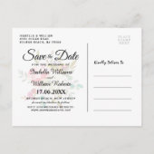 Moderne Chic Floral Copper Marble Save the Date Aankondigingskaart (Achterkant)