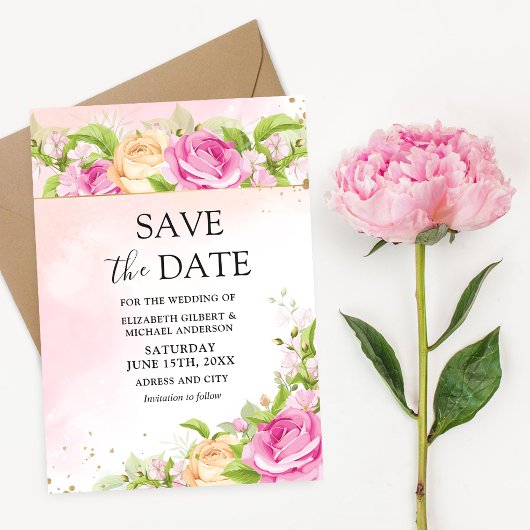 Moderne Chic Floral Enregistrer la date Invitation