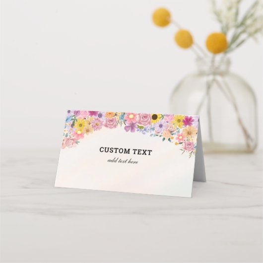 Moderne Chic Floral Place Cards Wildflower Theme (Voorkant)