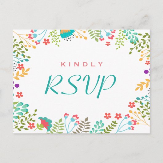 Moderne Chic Floral RSVP-respons Uitnodiging Briefkaart (Voorkant)