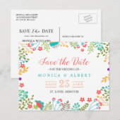 Moderne Chic Floral Save the Date Aankondigingskaart (Voorkant / Achterkant)
