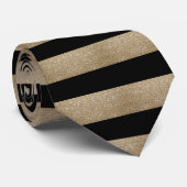 Moderne chic geometric black and gold stripes stropdas (Opgerold)