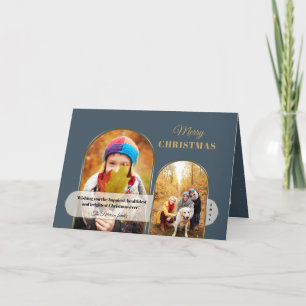 Moderne Chic Gold-arrays met ondoorzichtige 2-foto Feestdagen Kaart