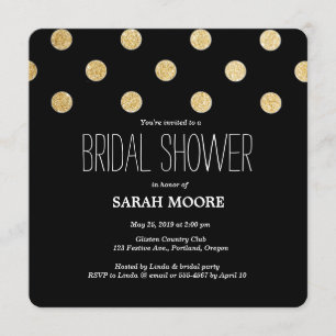 Moderne Chic Gold & Black Shower of Dinner Party Kaart