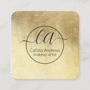 Moderne Chic Gold Folie Monogram Make-up Artiest Vierkante Visitekaartje