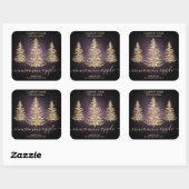 Moderne Chic Gold Glitter Pine Kerstkaars Vierkante Sticker (Vel)