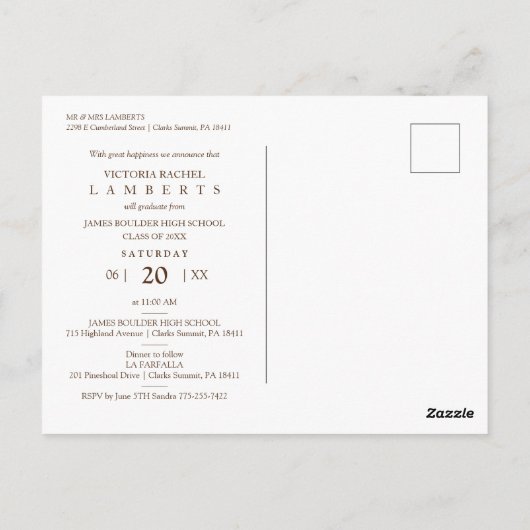 Moderne Chic Gold Typography Script Afstuderen Sch Briefkaart (Achterkant)