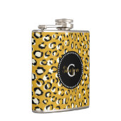 Moderne chic goud luipaardprint patroon monogram heupfles (Rechts)