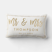 Moderne chic gouden Mr en Mrs trouwcadeau wit Kussen (Achterkant)