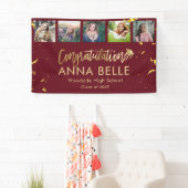 Moderne Chic Gouden Script Foto Collage Afstuderen Spandoek (Insitu)