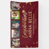 Moderne Chic Gouden Script Foto Collage Afstuderen Spandoek (Verticaal)