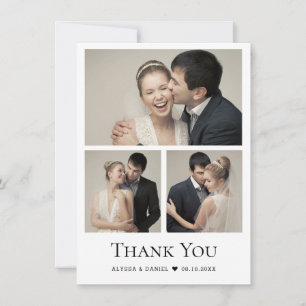 Moderne Chic Heart Wedding Fotocollage Bedankkaart