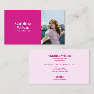 Moderne Chic Hot Pink Professionele Foto Girly Visitekaartje