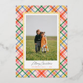Moderne Chic Joyful Plaid Kerst Folie Kaart (Voorkant)