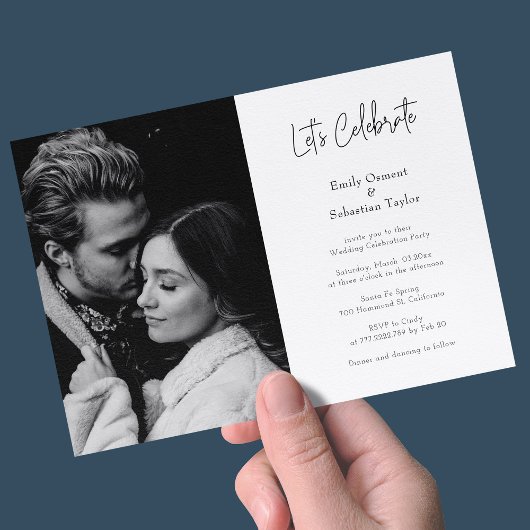 Moderne chic laten we vieren bruiloft receptie-onl kaart