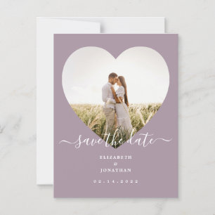 Moderne chic Lavender Weduwfoto slaat de datum op Magnetische Uitnodiging