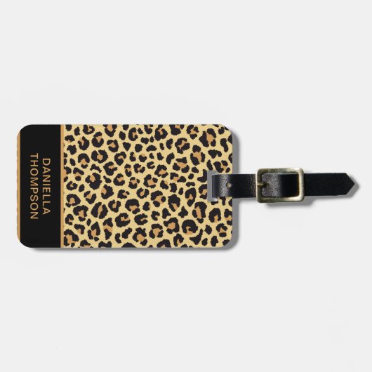 Moderne Chic Leopard Print Pattern-avontuurreis Bagagelabel (Voorkant horizontaal)