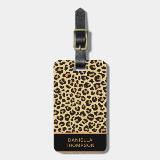 Moderne Chic Leopard Print Pattern-avontuurreis Bagagelabel (Voorkant verticaal)