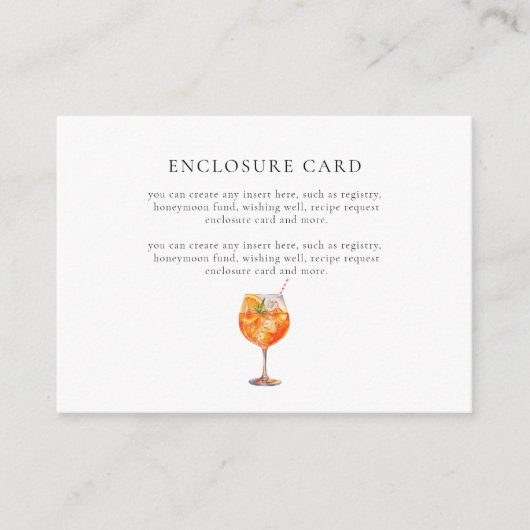 Moderne Chic Liefde Op Het Eerste Spritz Bruidsfee Informatiekaartje (Voorkant)