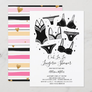Moderne Chic Lingerie Bruids Douche Uitnodiging