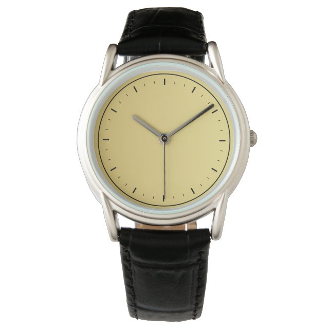 Moderne Chic Mannen Crown Protector Zwart Leder Horloge (Voorkant)