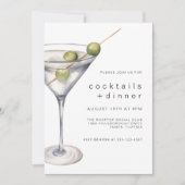 Moderne Chic Martini Cocktails en Dinner Party Kaart (Voorkant)