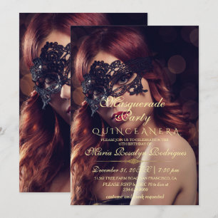 Moderne Chic Masquerade Quinceanera Foto Kaart