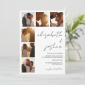 Moderne Chic Minimalist Namen 7-Foto Grid Wedding Kaart (Staand voorkant)