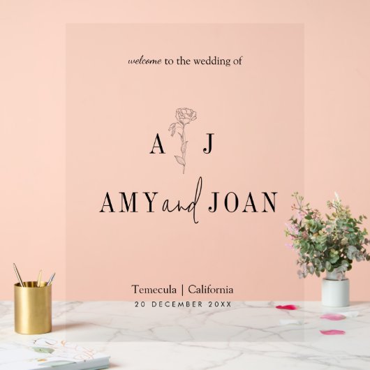 Moderne Chic minimaliste Mariage Floral Accueil (Mariage)