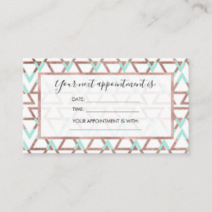 Moderne Chic Mint Green Roos Gold Glitter Triangle Afsprakenkaartje