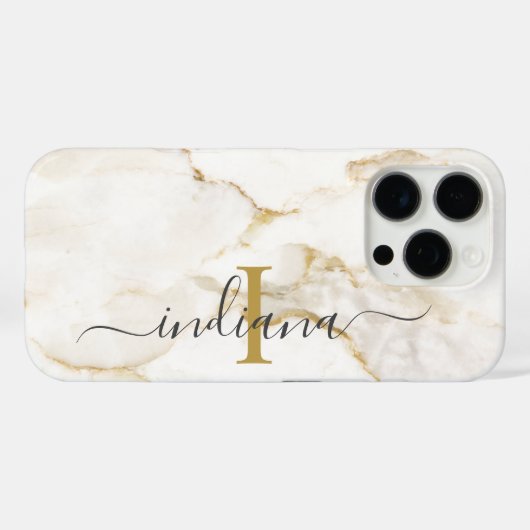 Moderne Chic Monogram Marmeren Look Custom Case-Mate iPhone Case (Achterkant (horizontaal))