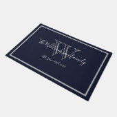 Moderne Chic Monogram Script Name Weddenschap Welk Deurmat (Schuin)