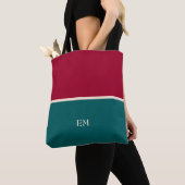 Moderne Chic Monogrammed Canvas tas Wine Red Green (Dichtbij)
