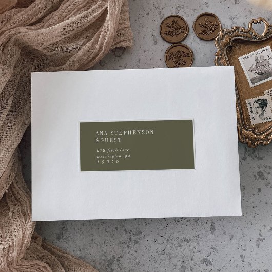Moderne Chic Olive Green Étiquette de adresse