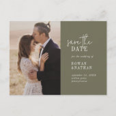 Moderne Chic Olive Green QR Code Sla de datum op Uitnodiging Briefkaart (Voorkant)