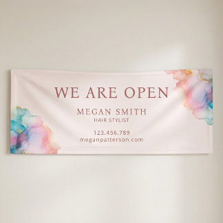 Moderne Chic Pastelkleurige Alcohol Inkt Banner