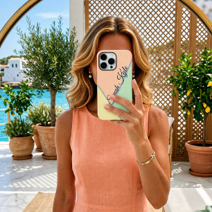 Moderne Chic Perzik Blush Mint Geel Aangepaste Naa iPhone 16 Pro Max Hoesje