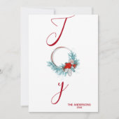 Moderne Chic Red Pine Krans Joy Vakantie Feestdagenkaart (Voorkant)