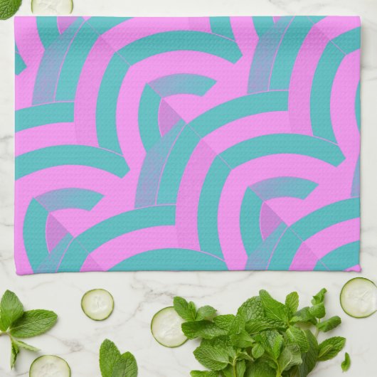 moderne chic roze/groene chevrons theedoek (Gevouwen)
