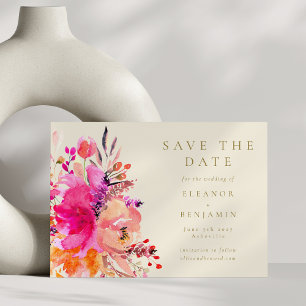 Moderne Chic Roze Waterverf Bloemrijke Elegante Tr Save The Date