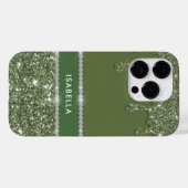Moderne Chic Sage Green Glitter Sparkle Diamond Case-Mate iPhone Case (Achterkant (horizontaal))