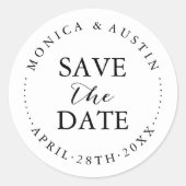Moderne Chic Save the Date Calligrafie Lettering Ronde Sticker (Voorkant)