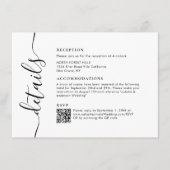 Moderne Chic Script bruiloft details Informatiekaartje (Voorkant)
